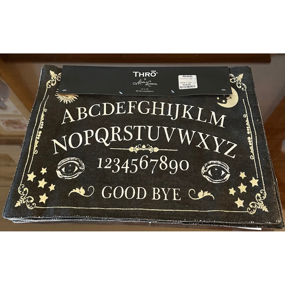 THRO Marlo Lorenz Ouija Board Placemats Set of 4 Gothic Halloween 13x18